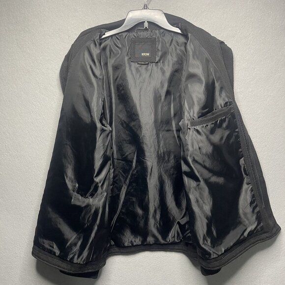 Kr3w Jacket Mens Large Black Military Full Zip Button Up Lined Field Pea Coat - Picture 3 of 10